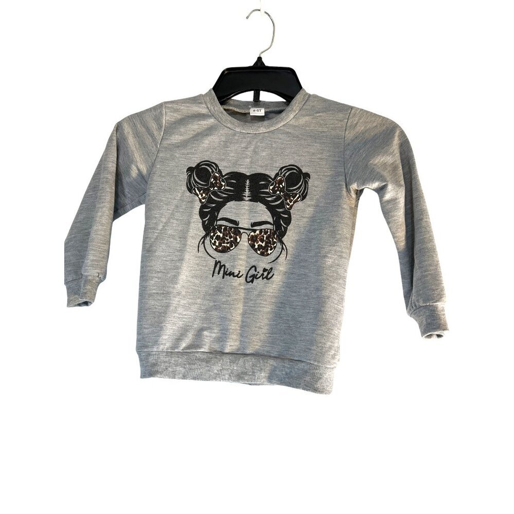 Girls Sweat Shirt Graphic Mini Girl Gray Size 4-5T